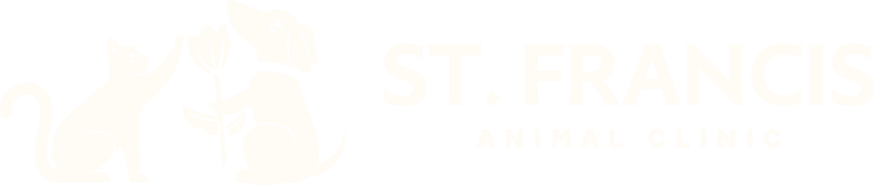 St. Francis Animal Clinic logo - off-white horizontal variation